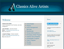 Tablet Screenshot of classicsaliveartists.org